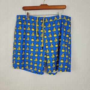 LRD Gangsta Rubber Duck Swim Trunks XL 7" Inseam Blue Gold Comp Liner Zip Pocket